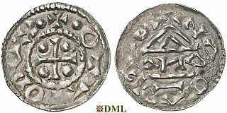 Денарий, Германия, Бавария, Otto I (973-982) м.д. Nabburg, монетарий ΔИΔ, Hahn 1976, 70a3