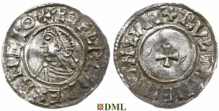 Денарий, Англия, Æthelred II (978-1016), м.д. London, монетарий Wulfwine, North 777