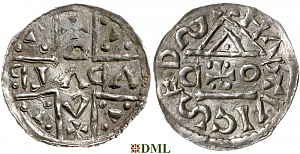 Денарий, Германия, Бавария, Hartwig (1009-1023) и Adalbero (1012-1035), м.д. Salzburg, мон. P✠O, Hahn 1976, 102a1