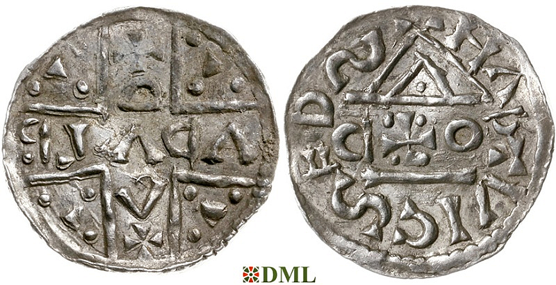 Денарий, Германия, Бавария, Hartwig (1009-1023) и Adalbero (1012-1035), м.д. Salzburg, мон. P✠O, Hahn 1976, 102a1