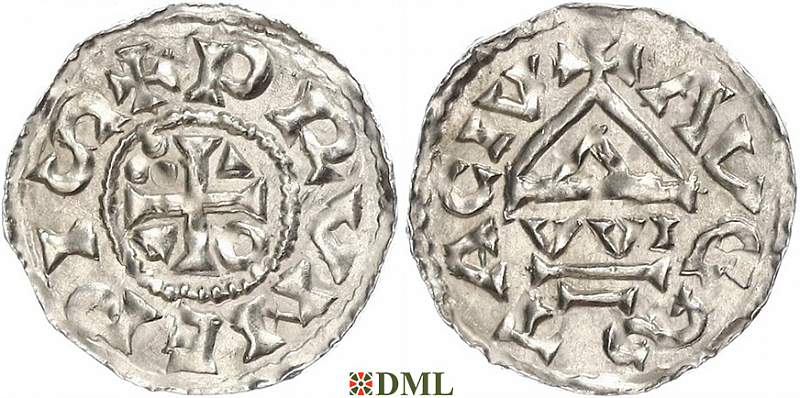 Денарий, Германия, Швабия, Siegfried I (1000-1006), м.д. Augsburg, монетарий WI, Hahn 1976, 141a1