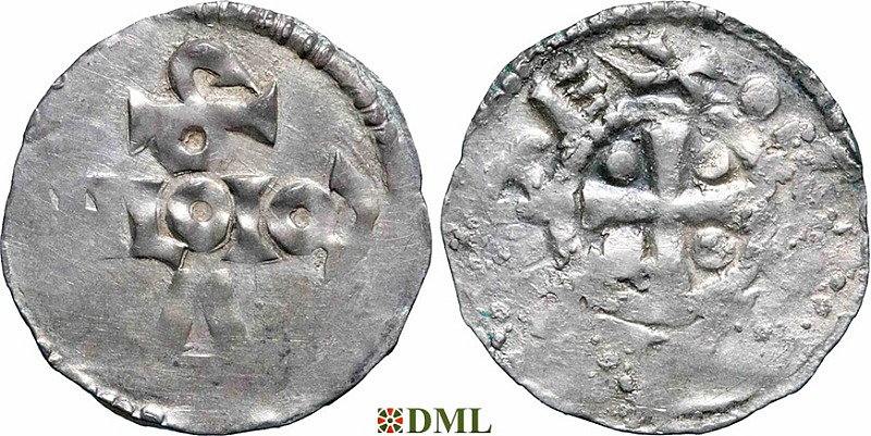 Денарий, Германия, Нижняя Лотарингия,Otto II (936-973) или Otto II (973-983), м.д. Nijmegen-Tiel, Ilisch 2000, 8.1