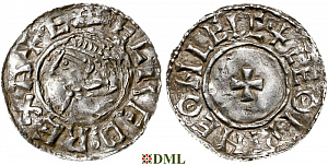 Денарий, Англия, Æthelred II (978-1016), м.д. Leicester, монетарий Leofwine, North 777