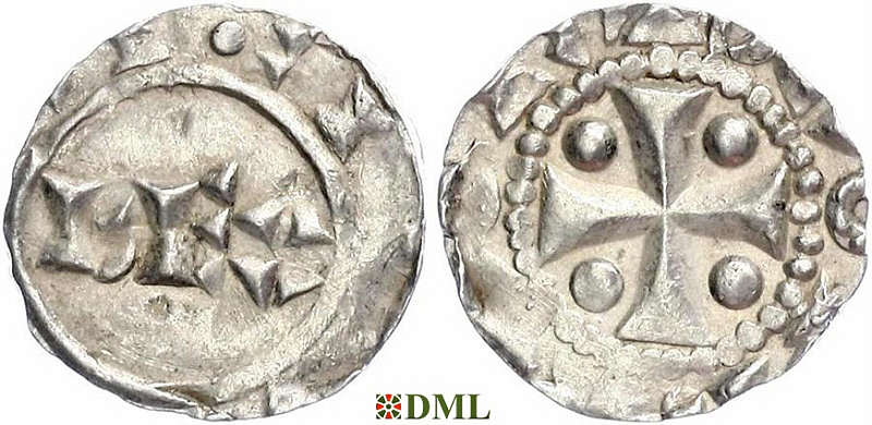 Денарий, Германия, Нижняя Лотарингия, Heinrich II (1002-1024), м.д. Deventer, Ilisch 2000, 1.6