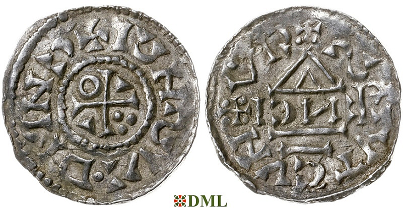 Денарий, Германия, Бавария, Heinrich II (1002-1024), м.д. Regensburg, монетарий ENCI, Hahn 1976, 27d5