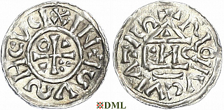 Обол, Германия, Бавария, Heinrich II (1002-1024), м.д. Regensburg, монетарий EИCO, Hahn 1976, 28d9