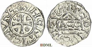 Денарий, Германия, Бавария, Heinrich II (1002-1024), м.д. Regensburg, монетарий MΛCCO, Hahn 1976, 27f1