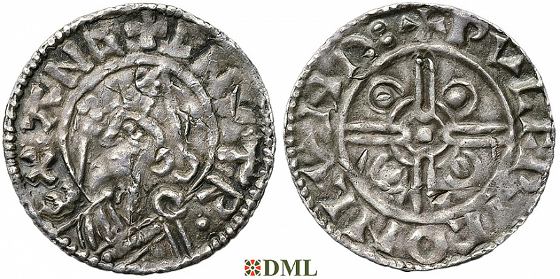 Денарий, Англия, Cnut (1016-1035), м.д. London, монетарий Pvlfric, North 787