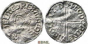 Денарий, Англия, Æthelred II (978-1016), м.д. London, монетарий Godpine, North 774