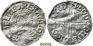 Денарий, Англия, Æthelred II (978-1016), м.д. London, монетарий Godpine, North 774