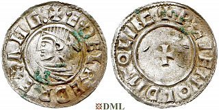 Денарий, Англия, Æthelred II (978-1016), м.д. Lincoln, монетарий Ræinald, North 777