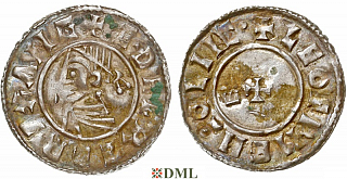 Денарий, Англия, Æthelred II (978-1016), м.д. Lincoln, монетарий Leofpine, North 777