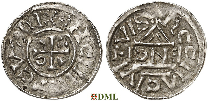 Денарий, Германия, Бавария, Heinrich II (1002-1024), м.д. Regensburg, монетарий ENCI, Hahn 1976, 27d2