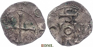 Денарий, Германия, Нижняя Лотарингия, Otto III (983-1002), м.д. Koln, Dbg. 331