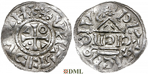 Денарий, Германия, Бавария, Heinrich II (1002-1024), м.д. Regensburg, монетарий CICII, Hahn 1976, 27b1.1