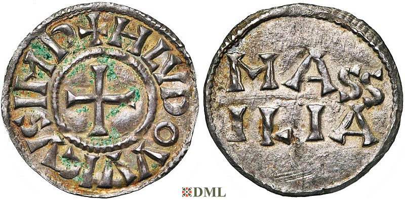 Денарий, Каролинги, Louis le Pieux (814-840), м.д. Marseille