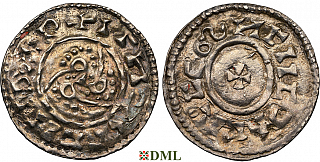 Денарий, Дания, Knut (1018-1035), м.д. Roskilde, Hbg. 33