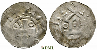 Денарий, Германия, Саксония, Otto III (983-1002), м.д. Goslar, type OAP
