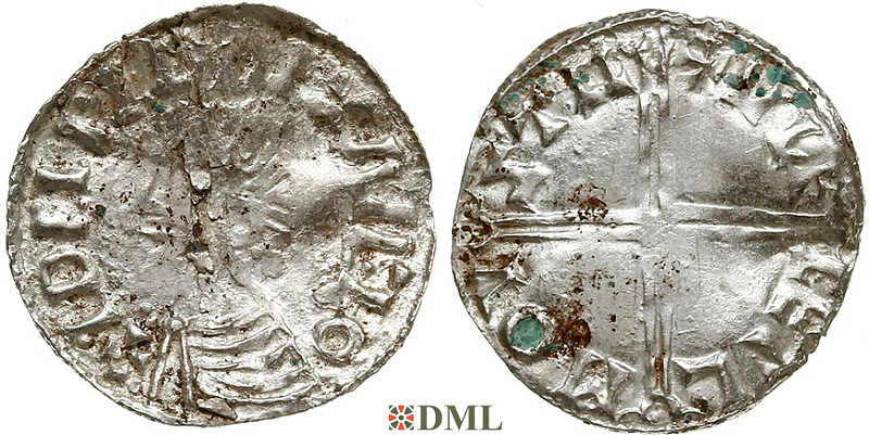 Денарий, Англия, Æthelred II (978-1016), м.д. Stamford, монетарий Ulfcetel, North 774