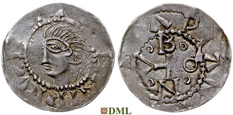 Денарий, Германия, Нижняя Лотарингия, Heinrich II (1002-1024), м.д. Deventer, Ilisch 2000, 1.9