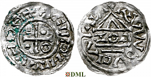 Денарий, Германия, Бавария, Heinrich II (985-995), м.д. Cham, монетарий ROС, Hahn 1976, 78a4