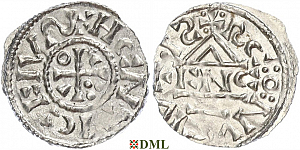 Денарий, Германия, Бавария, Heinrich II (1002-1024), м.д. Regensburg, монетарий ENCO, Hahn 1976, 27d8