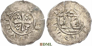 Обол, Германия, Бавария, Heinrich III (1027-1039) и Konrad II (1024-1039), м.д. Regensburg, Hahn 1976, 41A