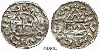 Денарий, Германия, Бавария, Heinrich II (985-995), м.д. Cham, монетарий ROZ, Hahn 1976, 78a2.1