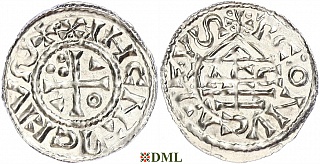 Денарий, Германия, Бавария, Heinrich II (1002-1024), м.д. Regensburg, монетарий MΛCCO, Hahn 1976, 27f1