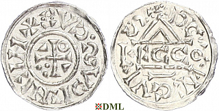 Денарий, Германия, Бавария, Heinrich II (1002-1024), м.д. Regensburg, монетарий ECCO, Hahn 1976, 27c2