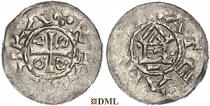 Обол, Германия, Саксония, Otto III (983-1002), м.д. Goslar, type OAP