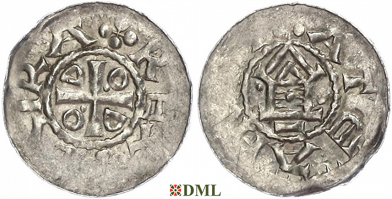 Обол, Германия, Саксония, Otto III (983-1002), м.д. Goslar, type OAP