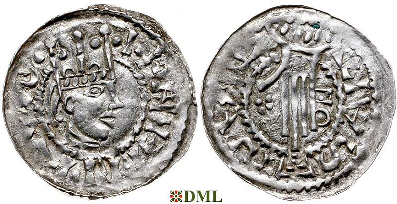 Денарий, Германия, Швабия, Heinrich II (1002-1024), м.д. Esslingen, Dbg. 951