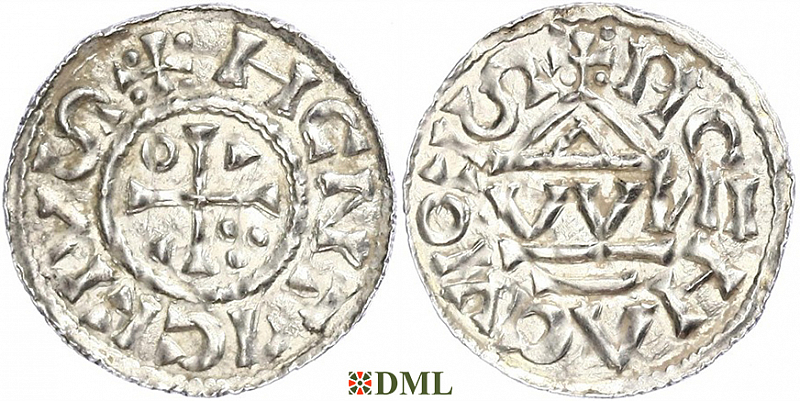 Денарий, Германия, Бавария, Heinrich II (1002-1024), м.д. Regensburg, монетарий OWNI, Hahn 1976, 27j2