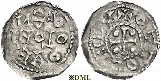 Денарий, Германия, Нижняя Лотарингия, Otto III (983-1002), м.д. Koln, Dbg. -