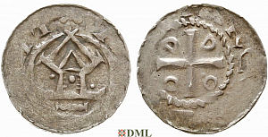 Денарий, Германия, Саксония, Нижняя Саксония , Otto III (983-1002), м.д. Goslar, type OAP