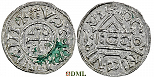Денарий, Германия, Бавария, Heinrich II (1002-1024), м.д. Regensburg, монетарий ECCO, Hahn 1976, 27c2