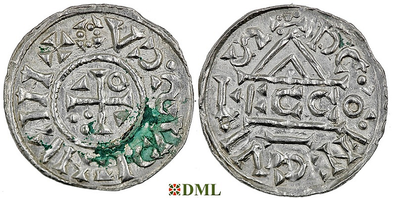 Денарий, Германия, Бавария, Heinrich II (1002-1024), м.д. Regensburg, монетарий ECCO, Hahn 1976, 27c2