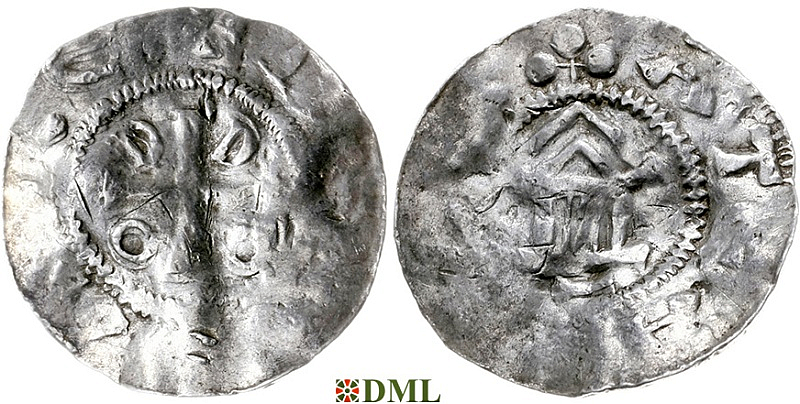 Денарий, Германия, Саксония, Otto III (983-1002), м.д. Goslar, type OAP