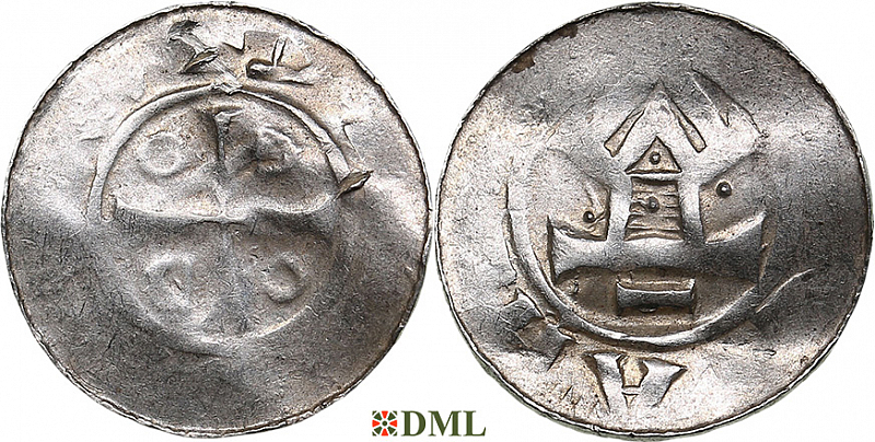 Денарий, Германия, Саксония, Otto III (983-1002), м.д. Goslar, type OAP