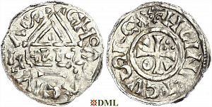 Денарий, Германия, Бавария, Heinrich II (1002-1024), м.д. Cham, монетарий HИƧ,  Hahn 1976, 80b2