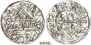Денарий, Германия, Бавария, Heinrich II (985–995), м.д. Regensburg, монетарий SIC, Hahn 1976, 22g1