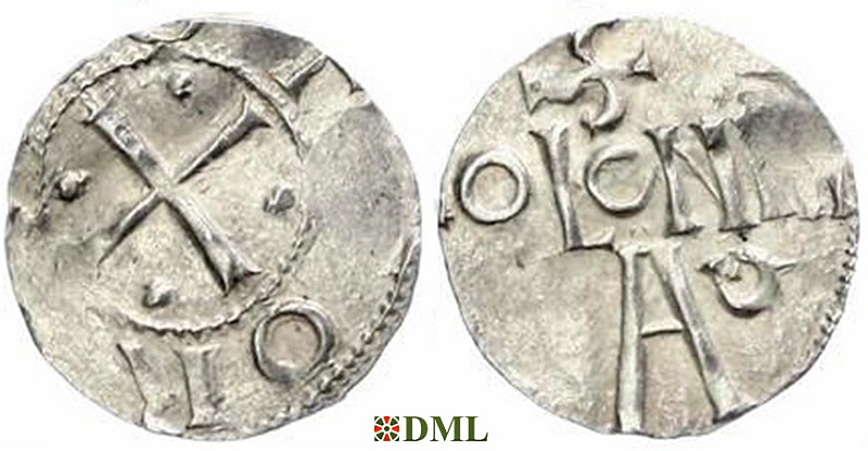 Денарий, Германия, Нижняя Лотарингия, Otto III (983-1002), м.д. Koln, Dbg. 331