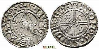 Денарий, Англия, Cnut (1016-1035), м.д. London, монетарий Ælfric, North 787