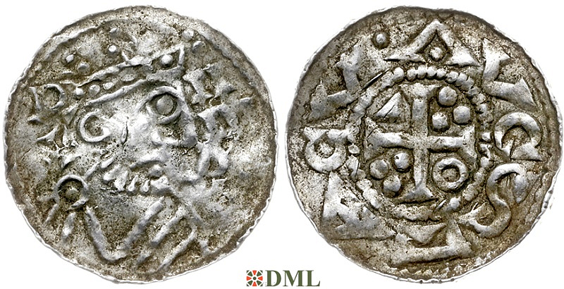 Денарий, Германия, Швабия, Heinrich II (1002-1024), м.д. Augsburg, Hahn 1976, 145.