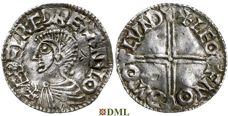 Денарий, Англия, Æthelred II (978-1016), м.д. London, монетарий Leofnoth, North 774