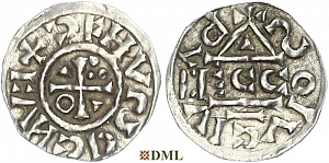 Обол, Германия, Бавария, Heinrich II (1002-1024), м.д. Regensburg, монетарий ECCO, Hahn 1976, 28c1