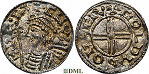 Денарий, Англия, Cnut  (1016-1035), м.д. Salisbury, монетарий Goldus, North 790