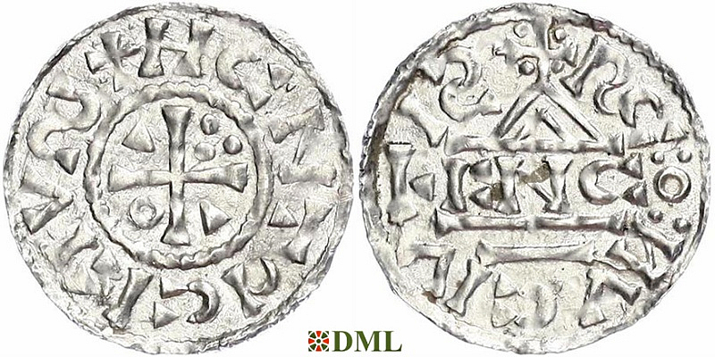 Денарий, Германия, Бавария, Heinrich II (1002-1024), м.д. Regensburg, монетарий ENCO, Hahn 1976, 27d8