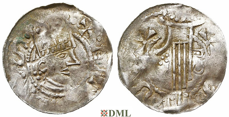 Денарий, Германия, Швабия, Heinrich II (1002-1024), м.д. Esslingen, Dbg. 951